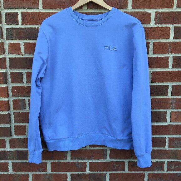 Fila Crewneck Sweatshirt Womens Large Purple Pockets Athleisure Cozy - Picture 1 of 8